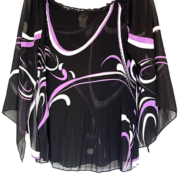 VTG C.O.C. USA Micro Pleated Striped Plisse Top Black Purple, XL Avant Garde Y2K - Picture 4 of 13